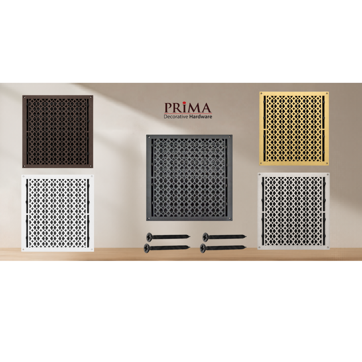 Combination of floor register with holes and screws