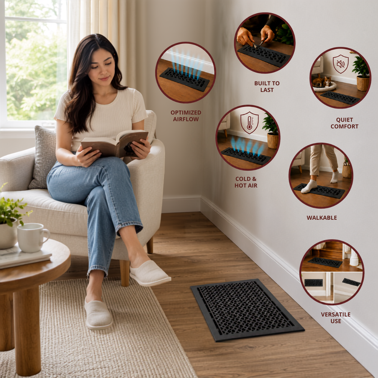 Different uses of floor register in a home
