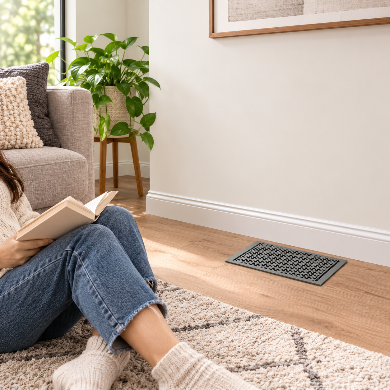 Floor register installed in a home that is parallel
