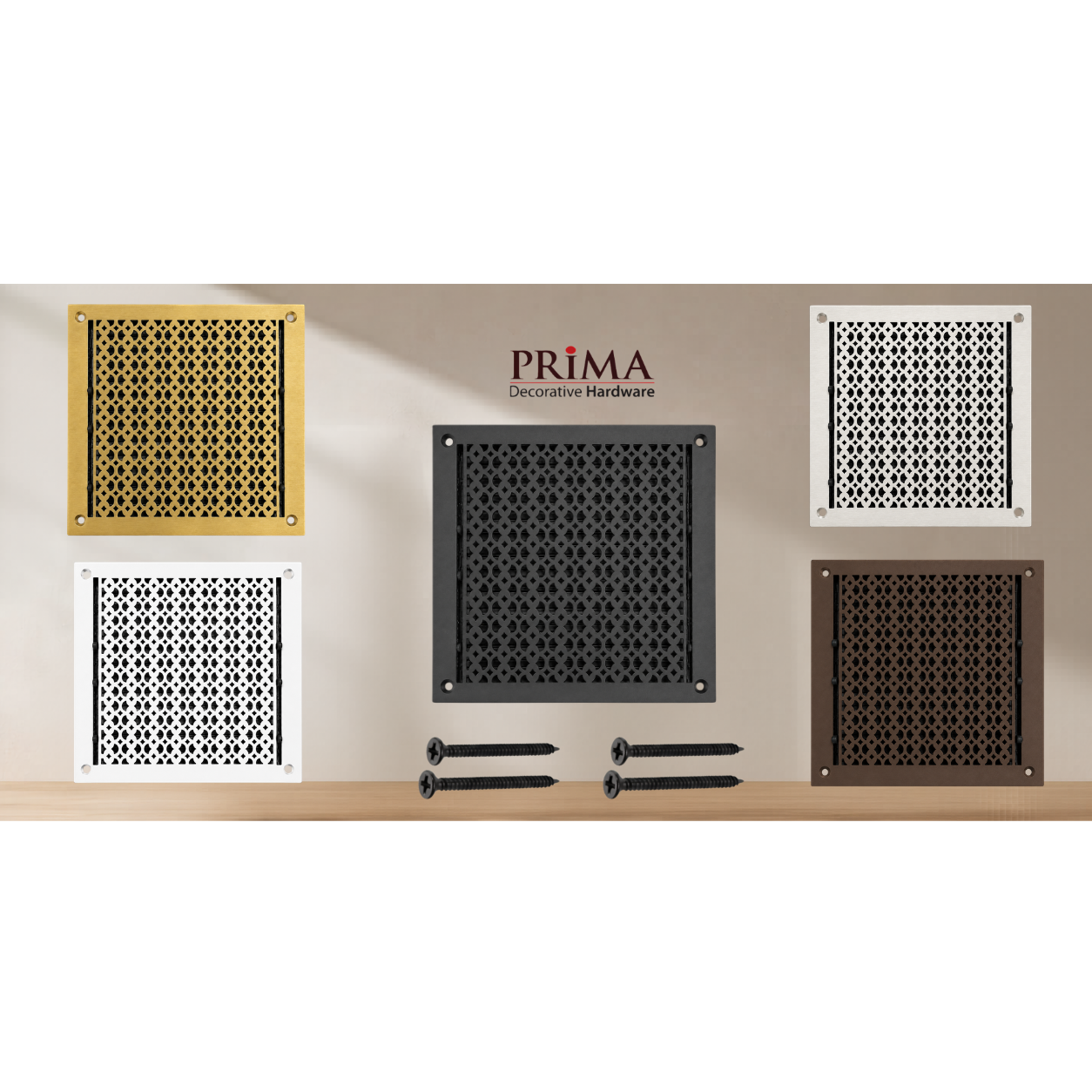 Combination of floor register with holes and screws