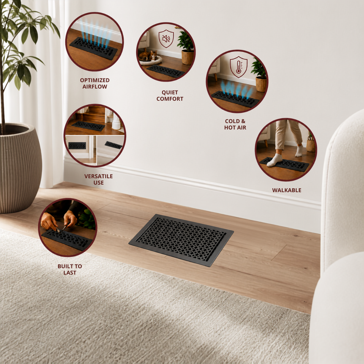 Different uses of floor register in a home
