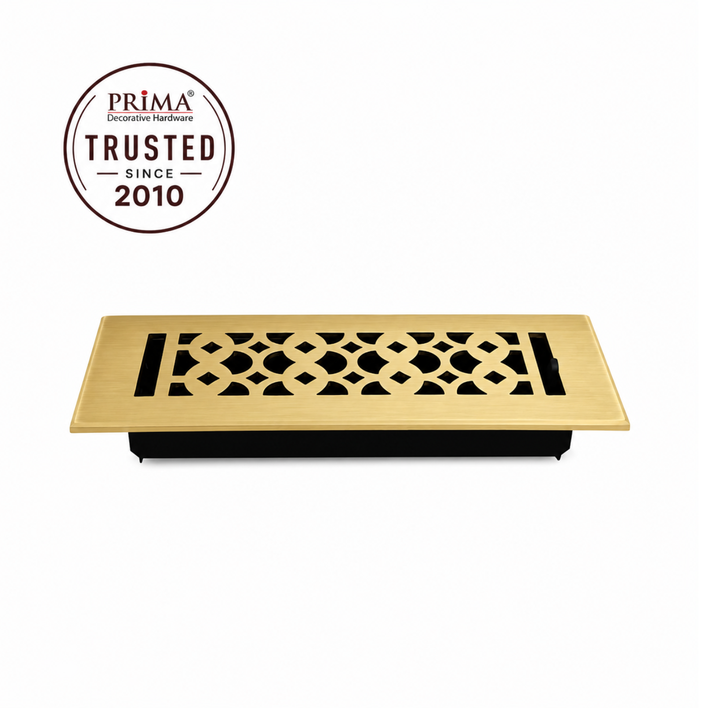 Floor register with trust badge