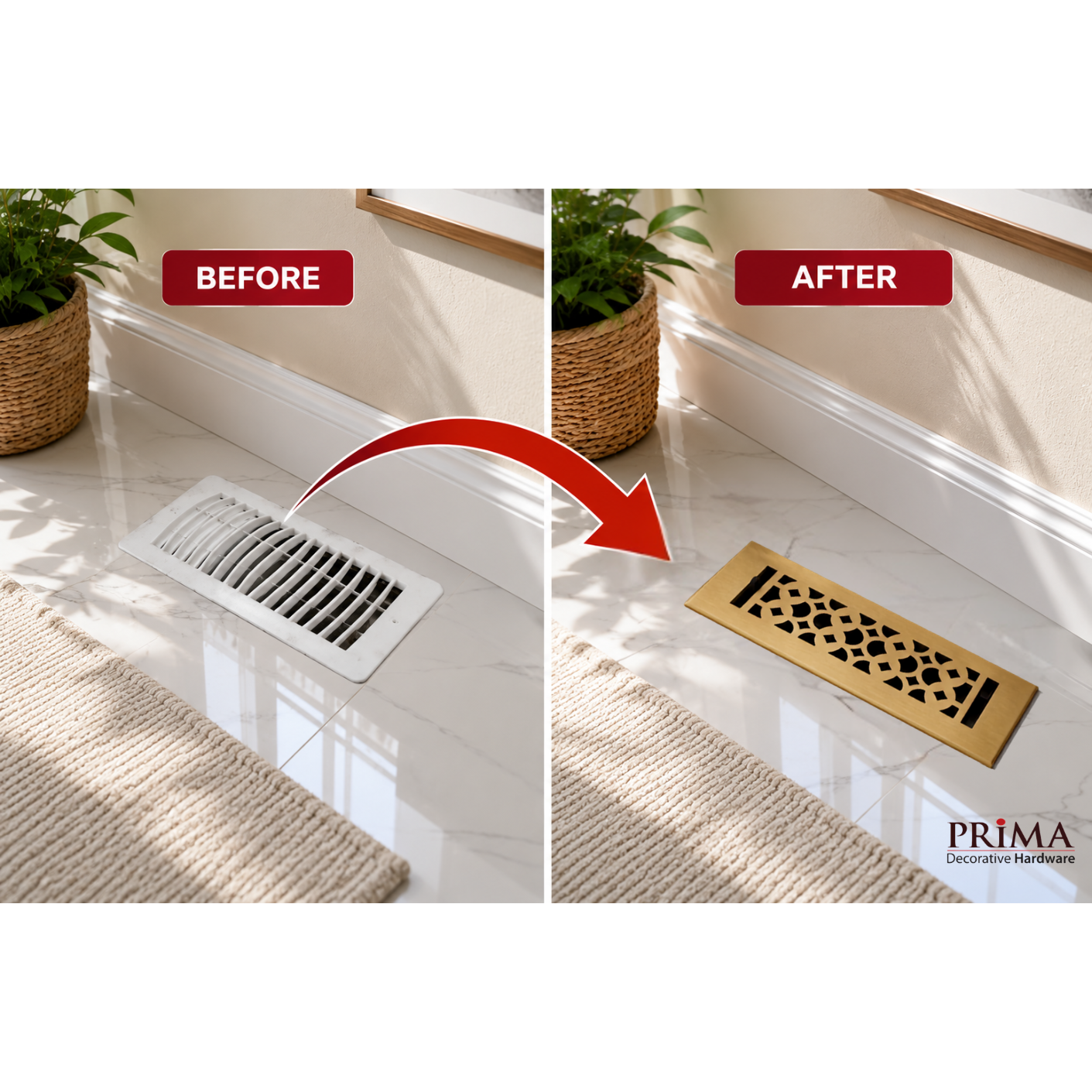 Floor register before and after 