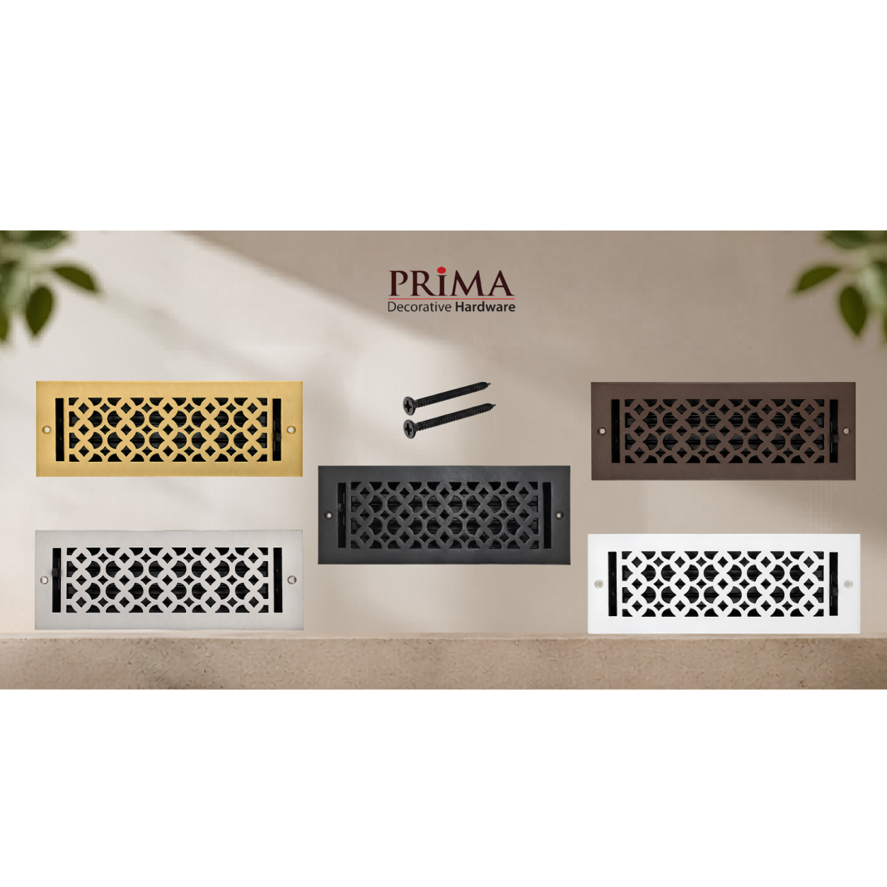 Combination of Floor registers with holes and screws