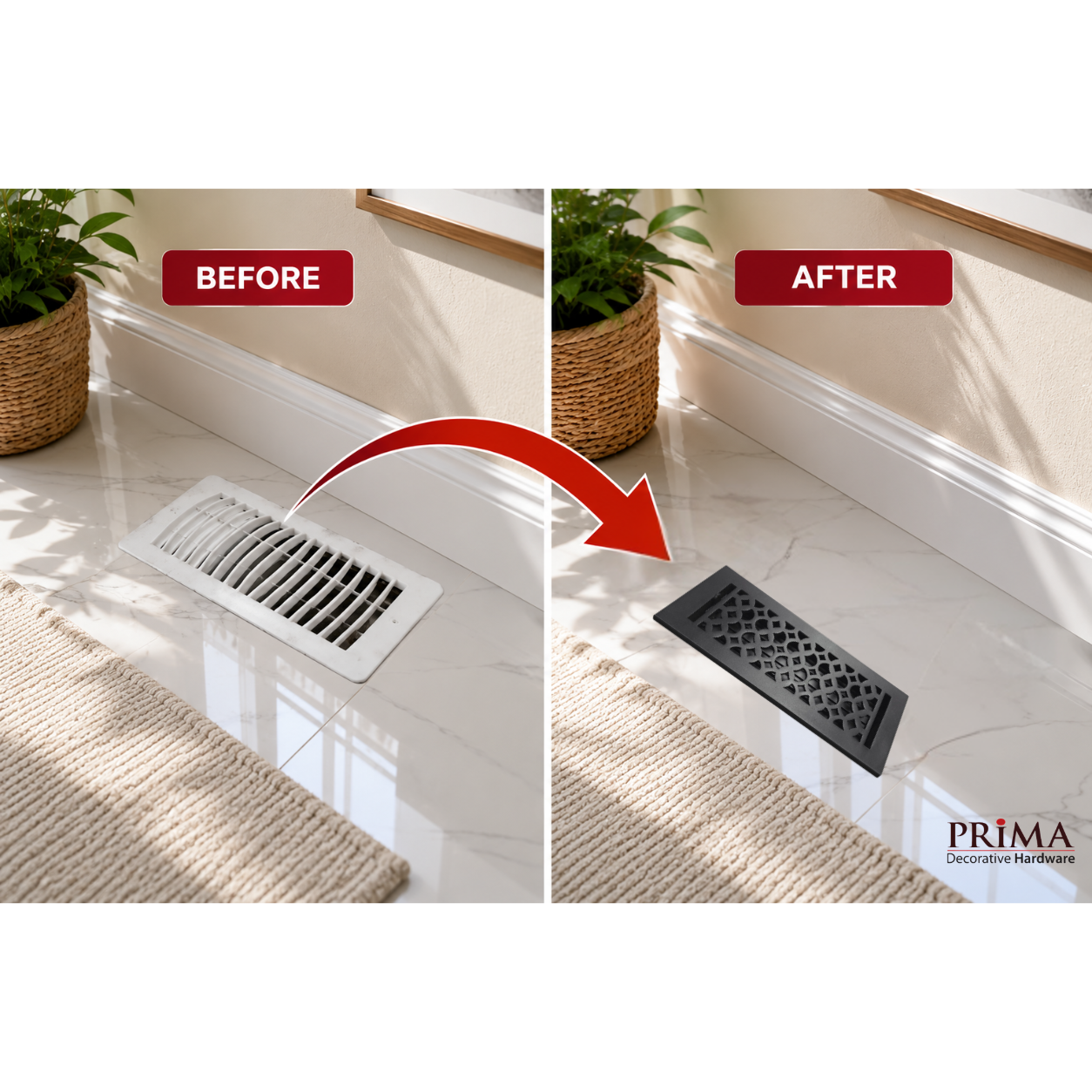 Before and After of floor register