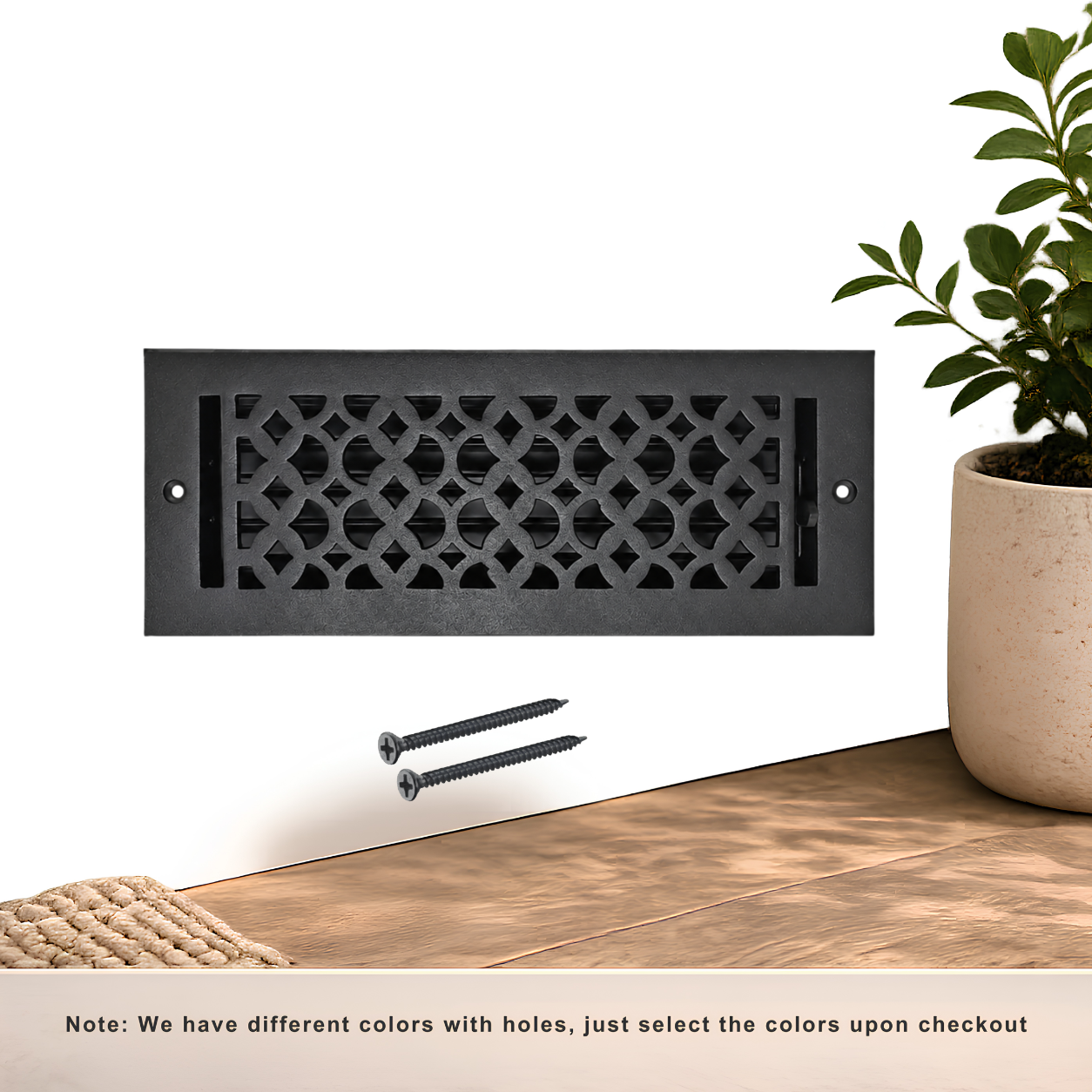 Black Floor Register with holes and screws