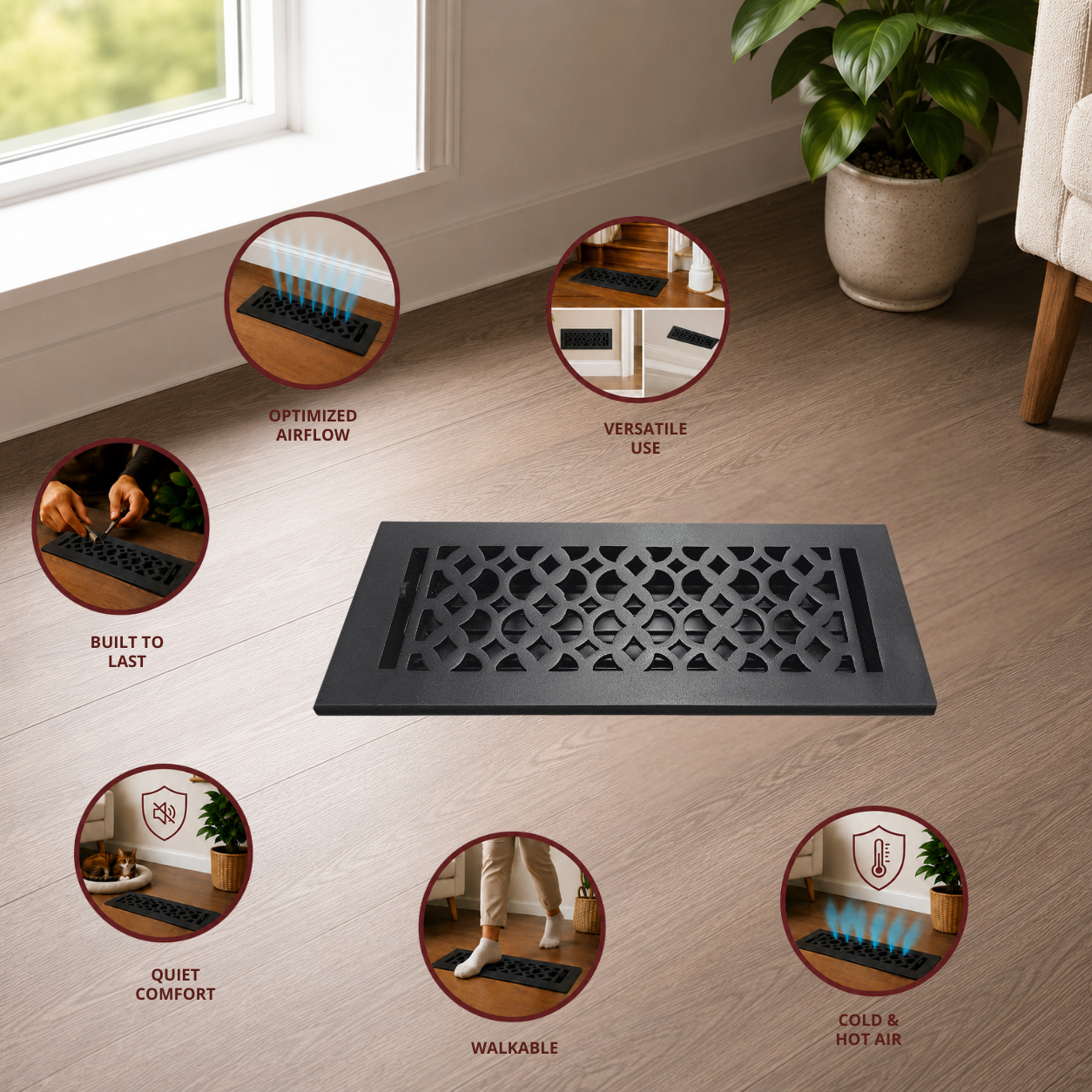 Different uses of floor register in a home
