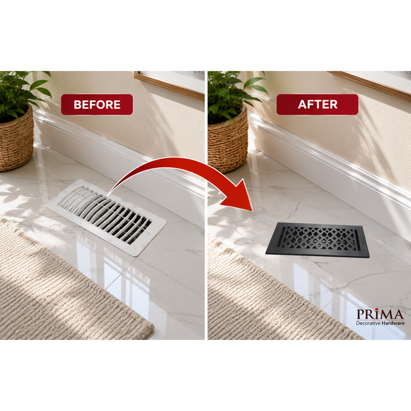 Floor register before and after