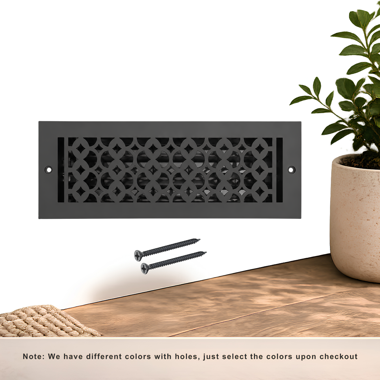 Black Floor registers with holes and screws