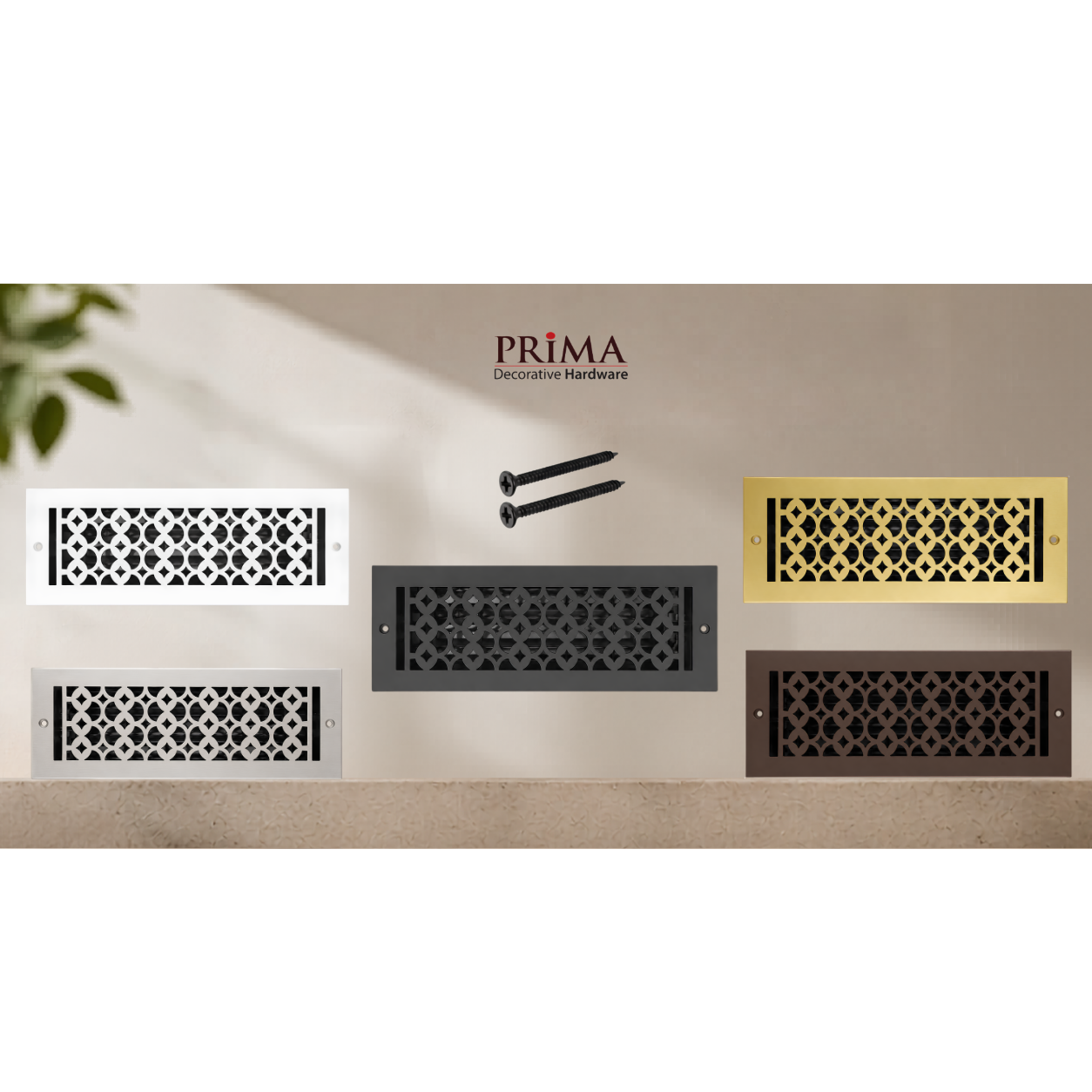 Combination of Floor Registers with holes and screws