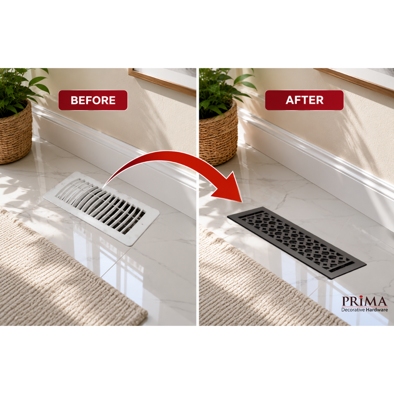 Before and After of floor register 