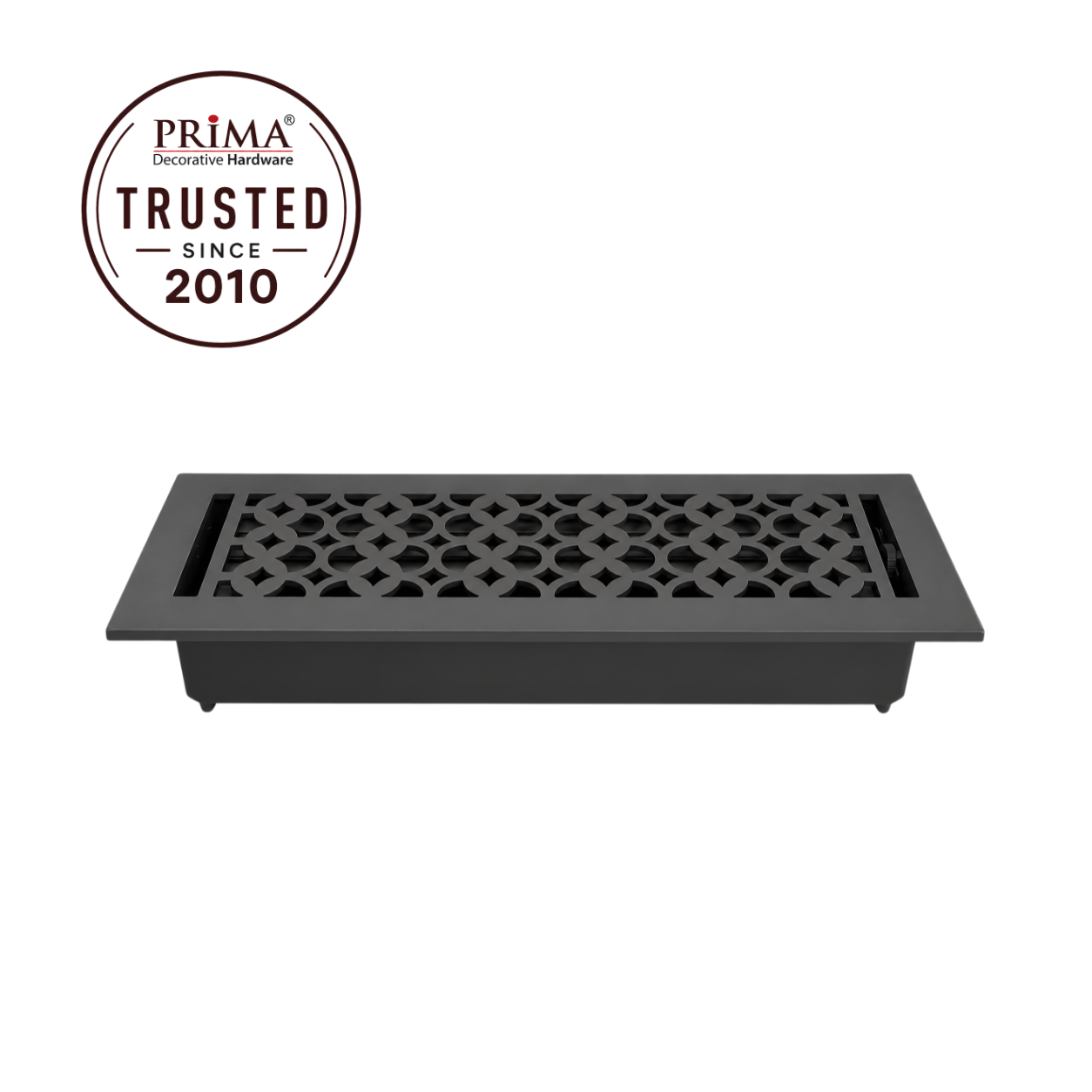 Cast Iron Floor Register 4" x 14” with Damper, Tudor Mushroom Design Vent Cover VR100