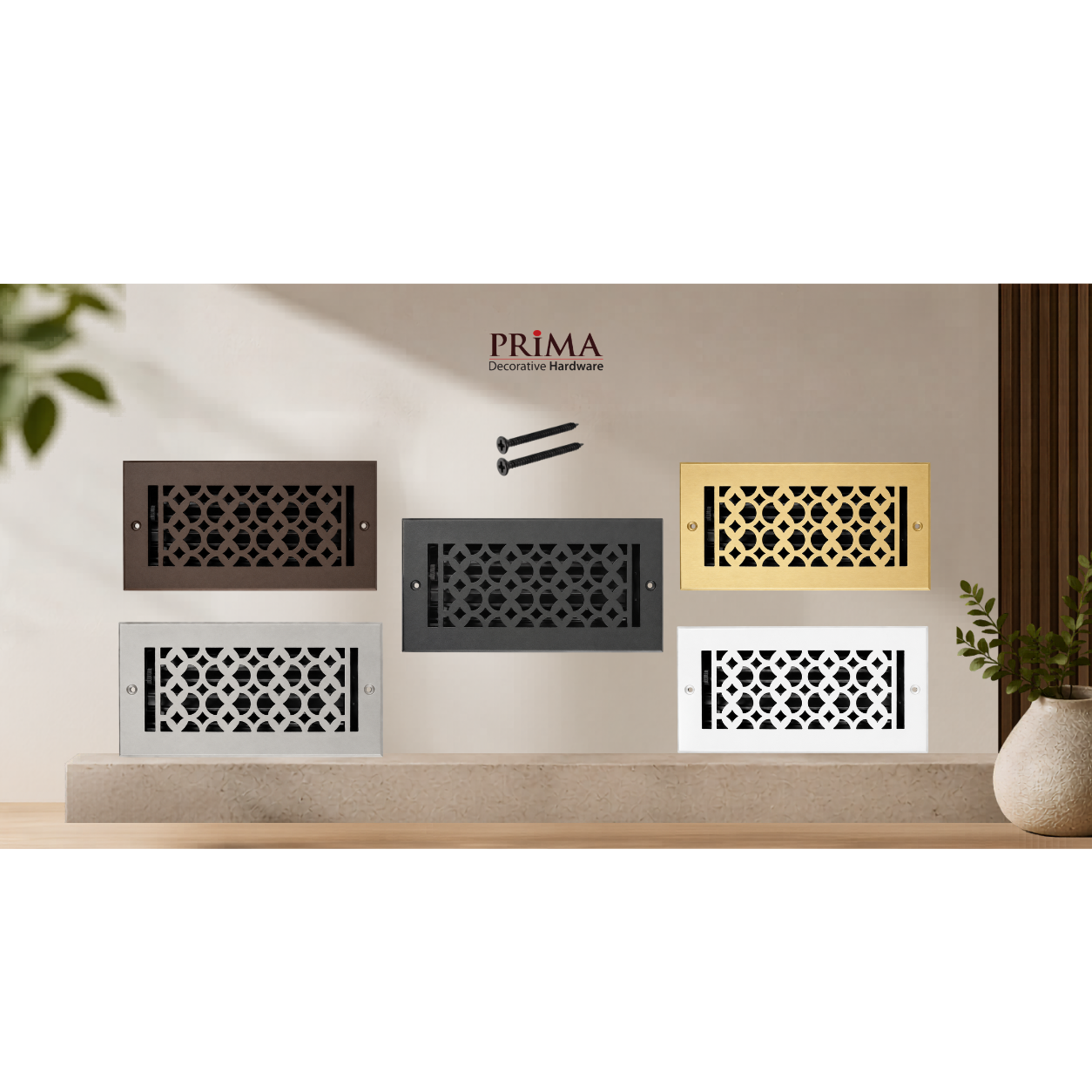 Combination of Floor Registers with holes and screws