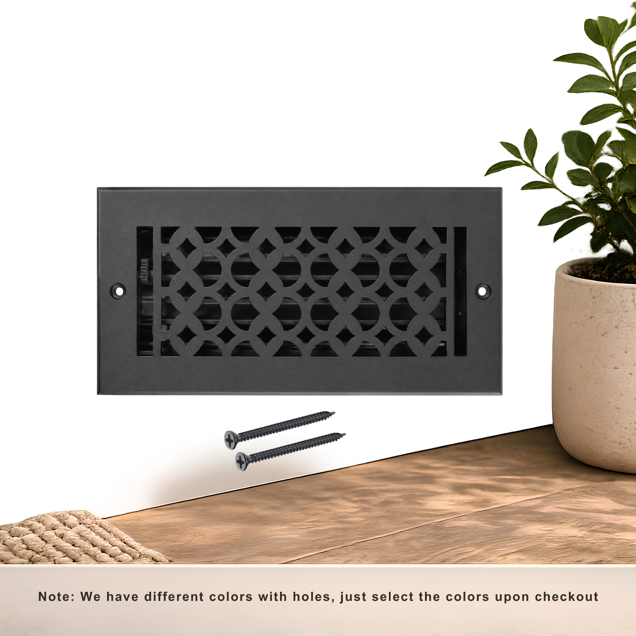 Black Floor register with holes and screws