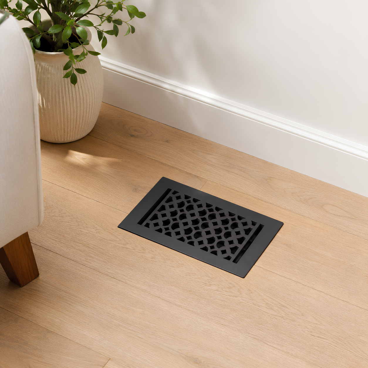 Black Floor register hero lifestyle in a home 
