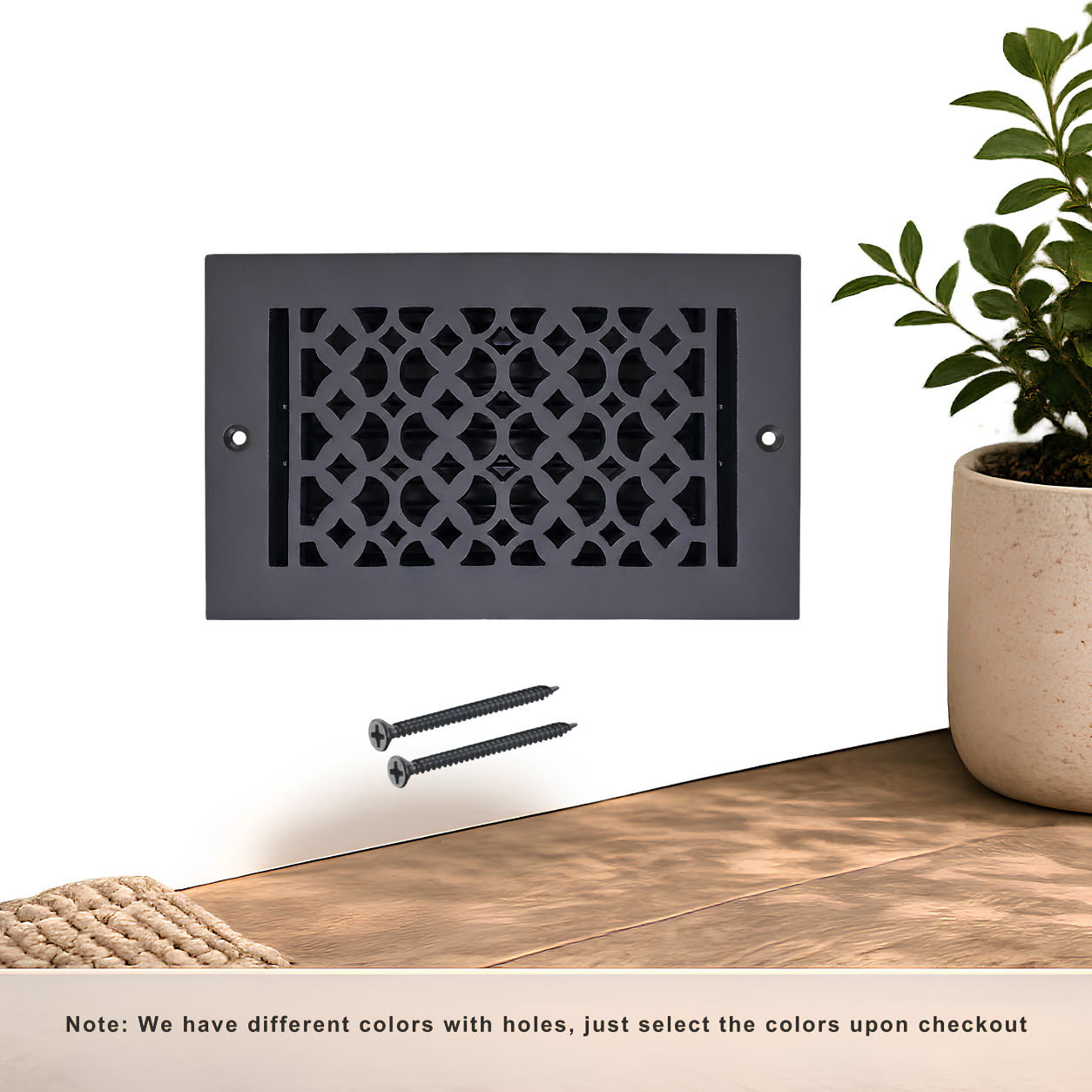 Black Floor register with holes and screws
