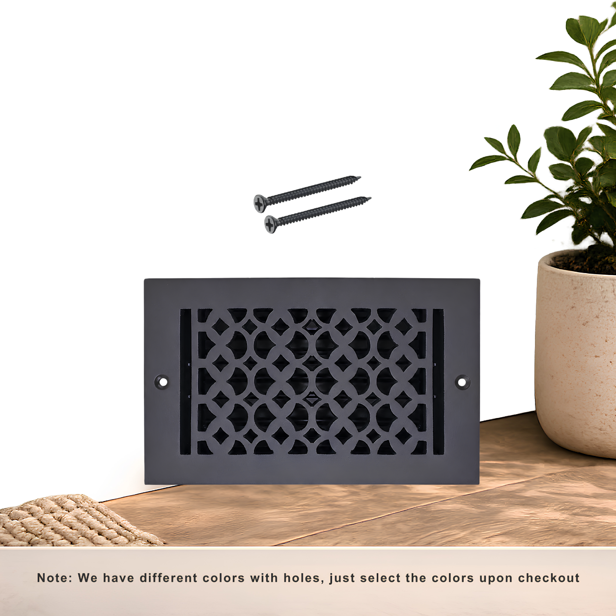 Black Floor Register with holes and screws