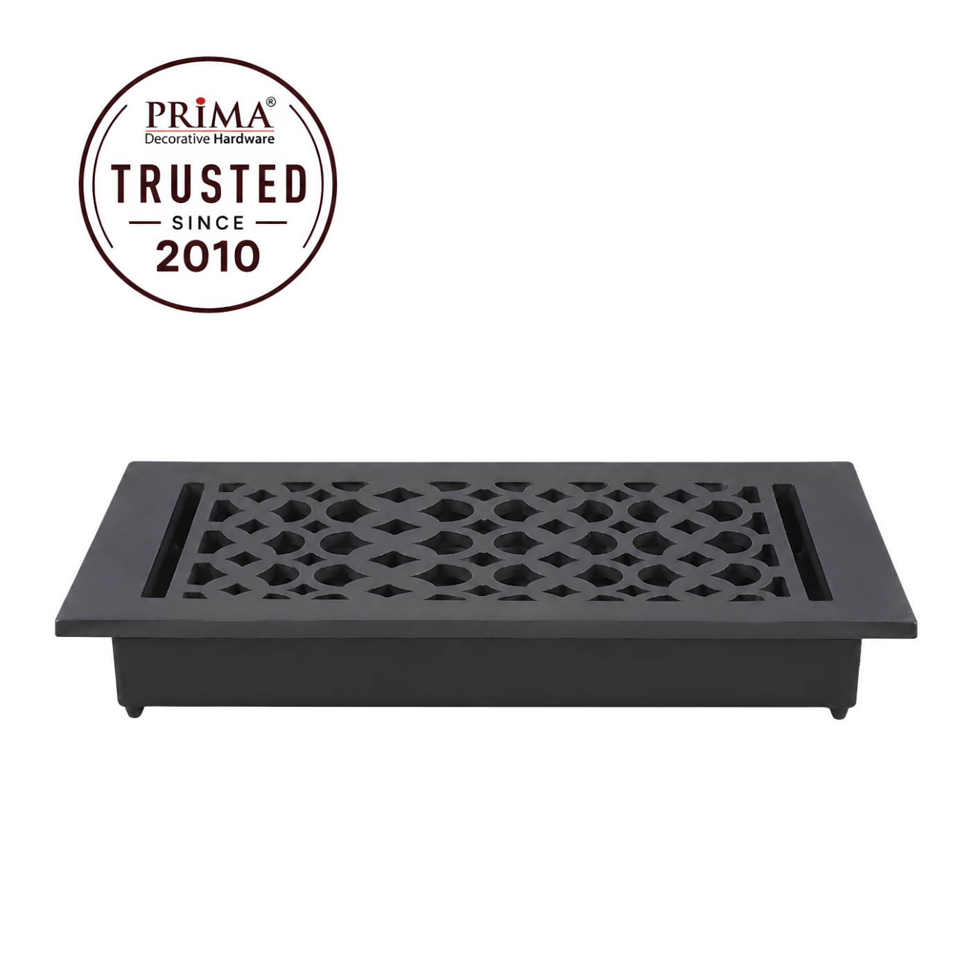 Floor register with trust badge