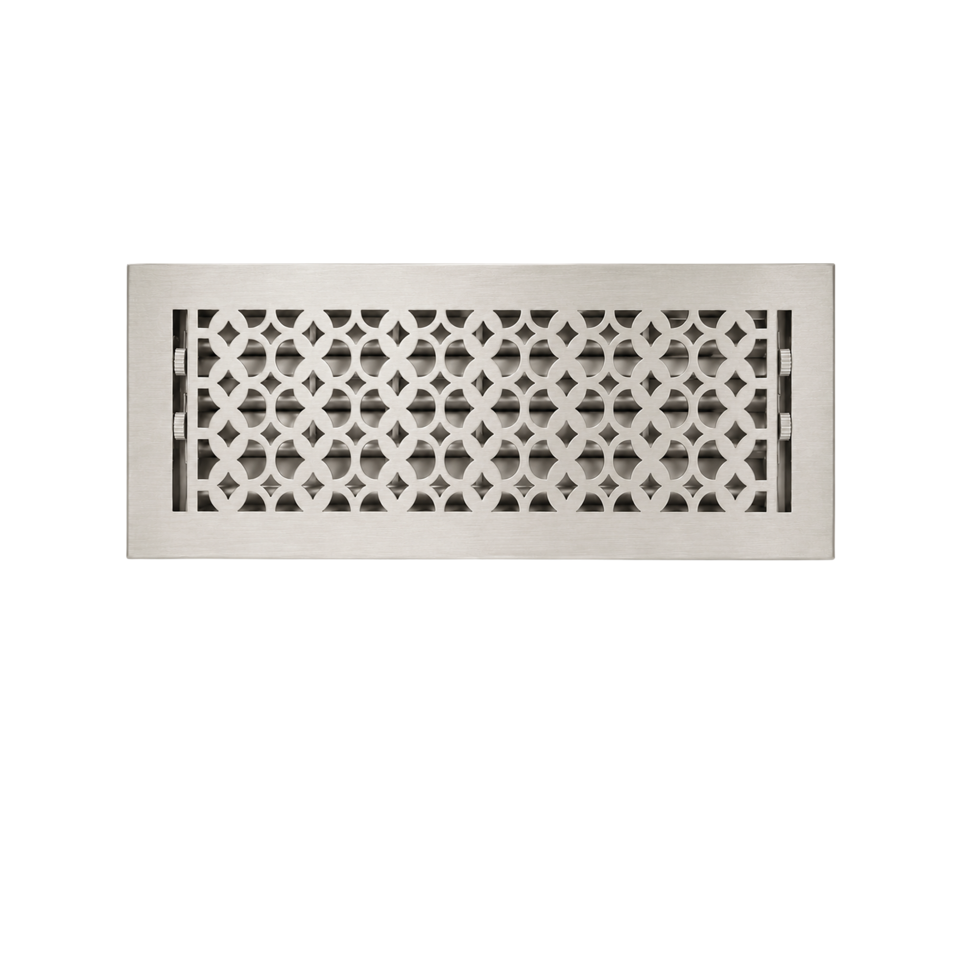 Floor Register 6x18 color satin nickel in a white background. 