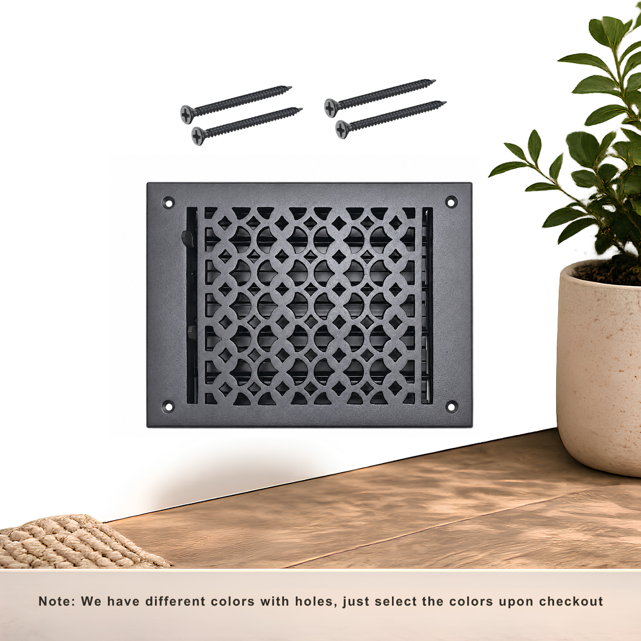 Black Floor Register with holes and screws
