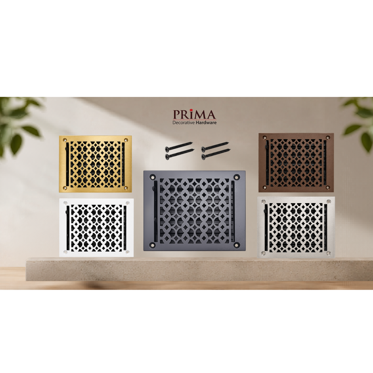 Combination of all floor registers with holes and screws