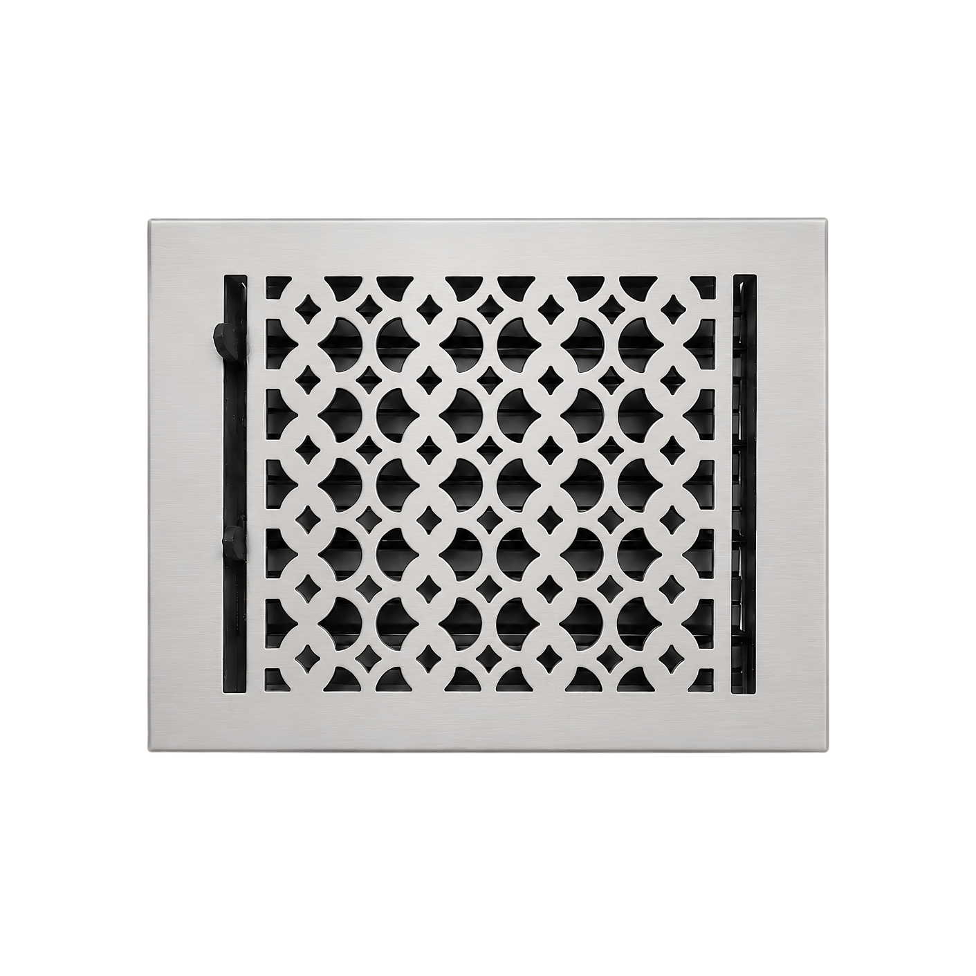 Floor register color satin nickel in a white background