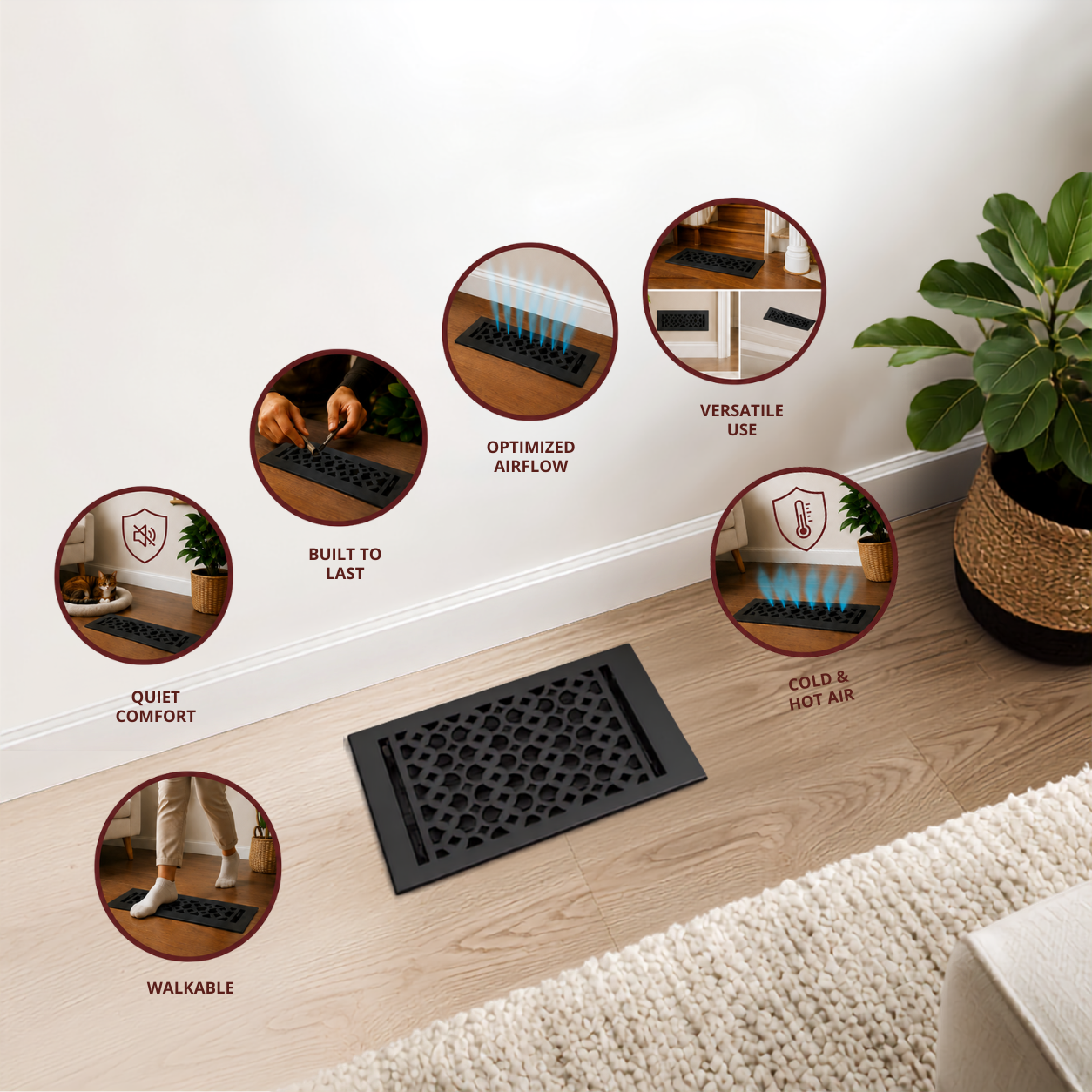 Different uses of floor register in a home

