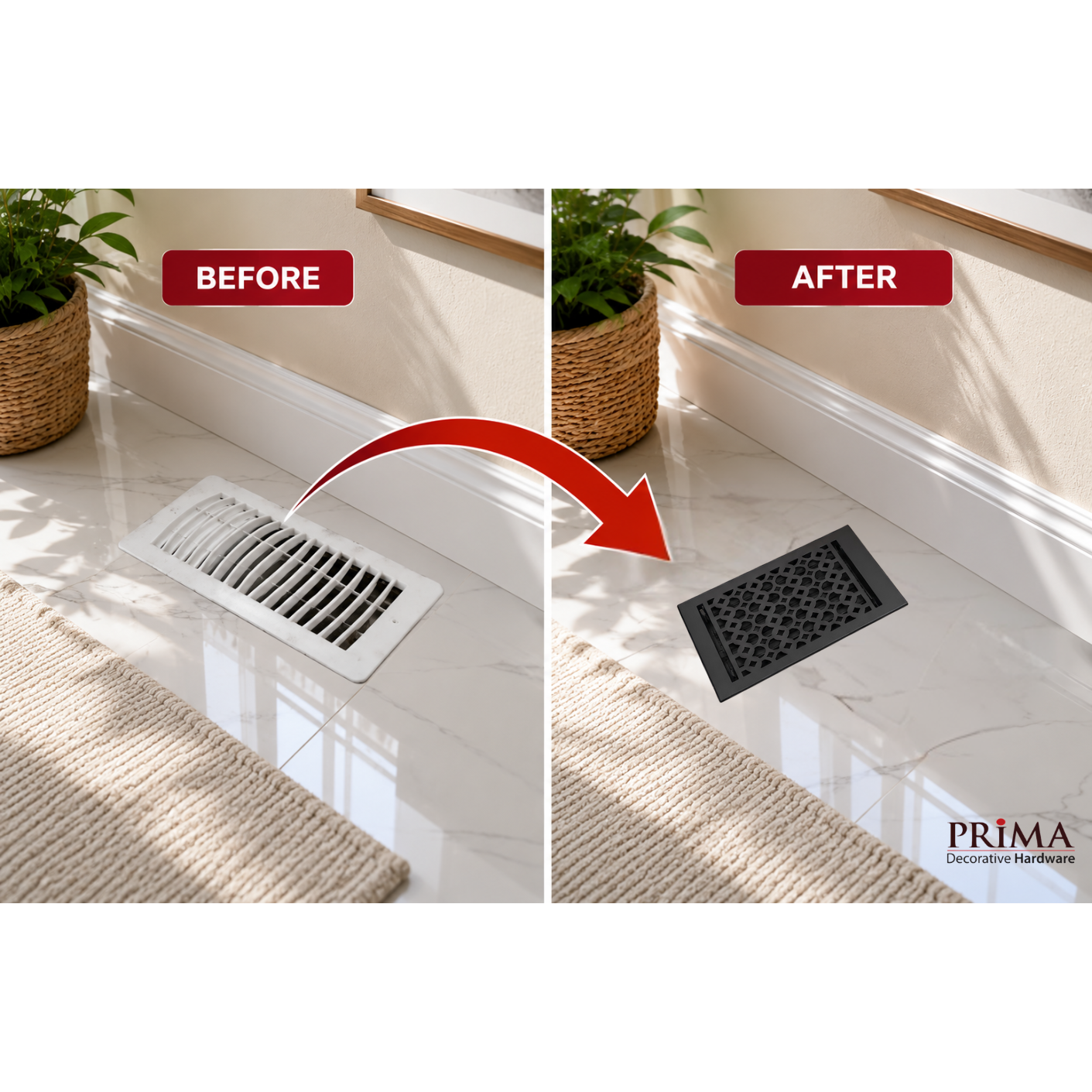 Before and After of floor register 
