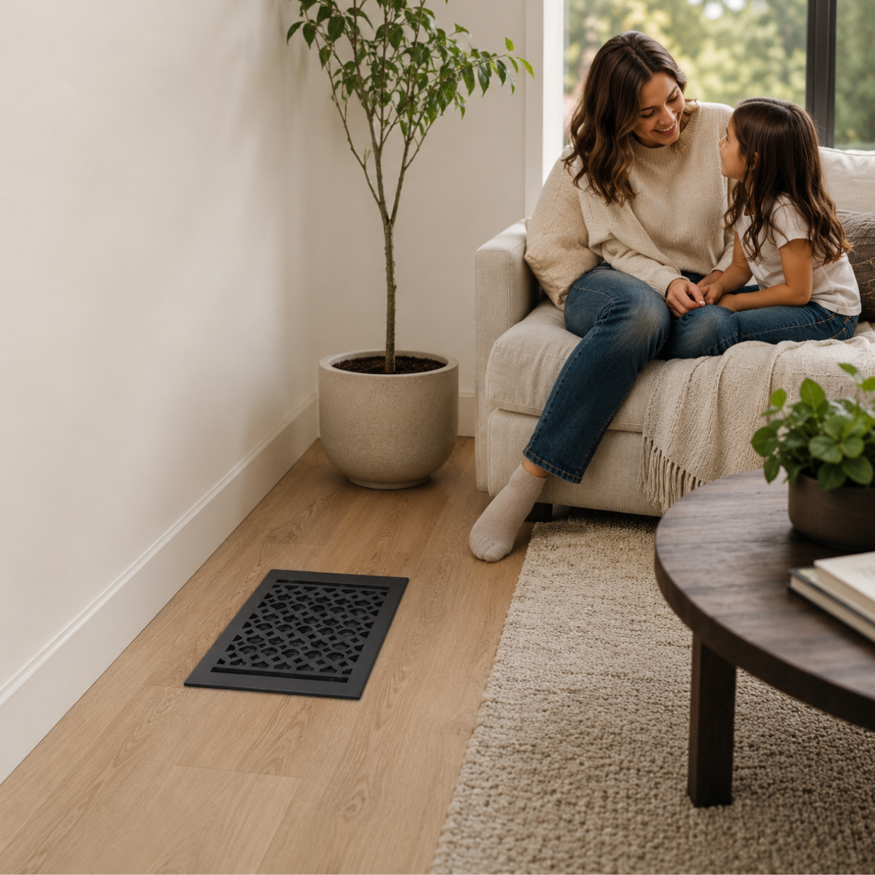 Black Floor register hero lifestyle in a home 
