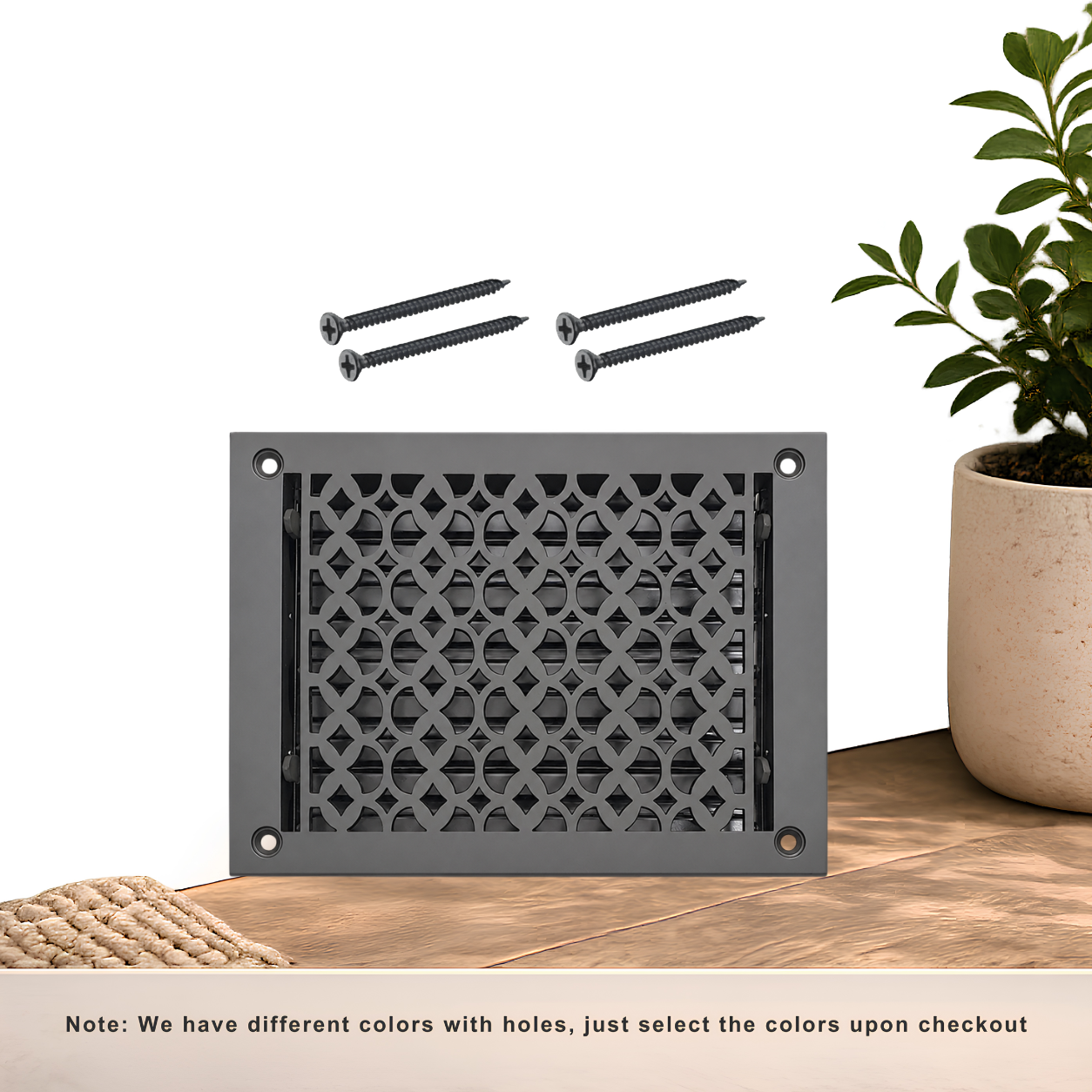 Black Floor Register with holes and screws
