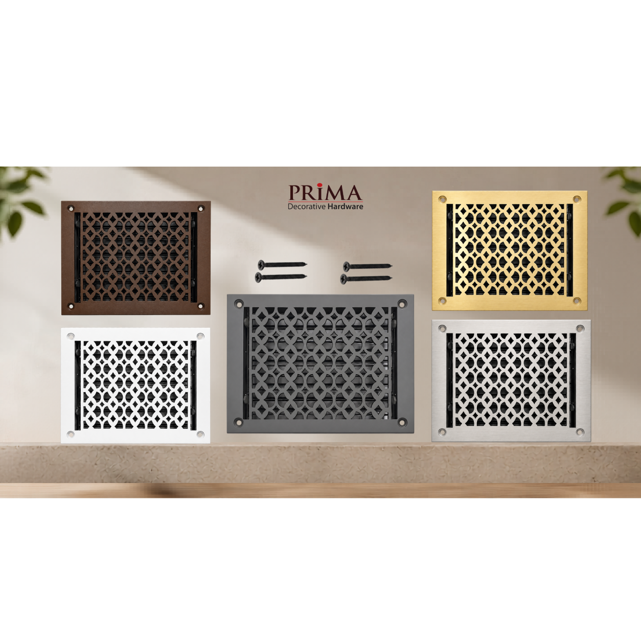 Combination of all floor registers with holes and screws