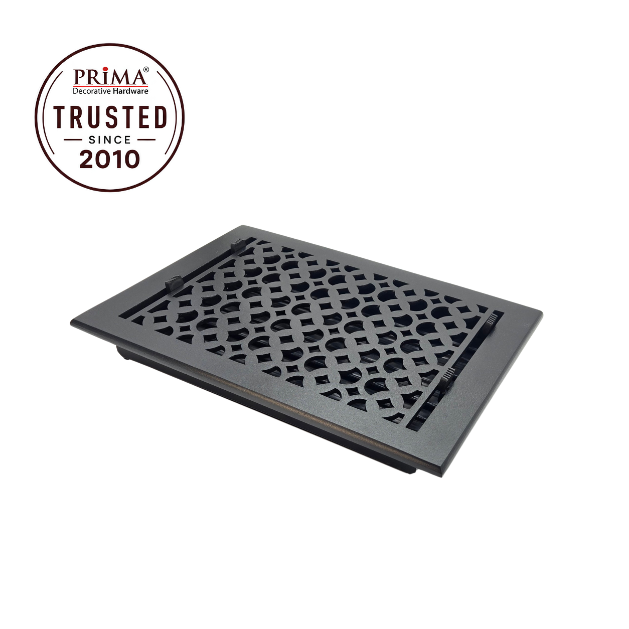 Cast Iron Floor Register 8" x 12” with Damper, Tudor Mushroom Design Vent Cover VR100