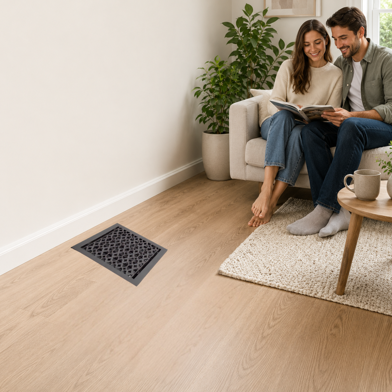 Installation of floor register in a home. 
