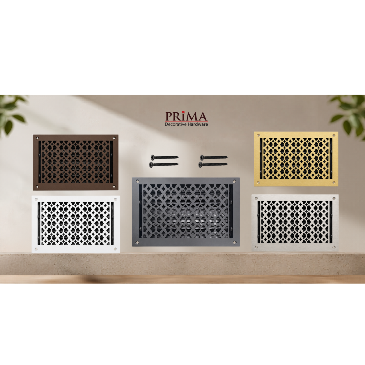 Combination of floor registers with holes and screws