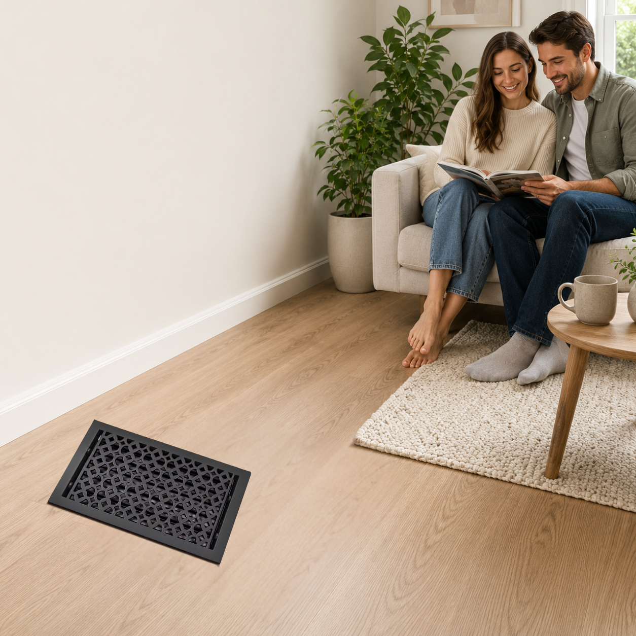 Floor register installed in a home
