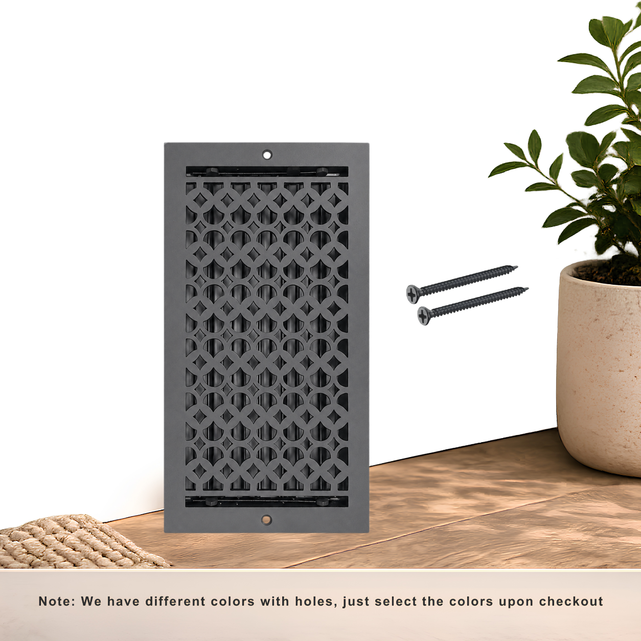Floor register black color with 2 holes and screws
