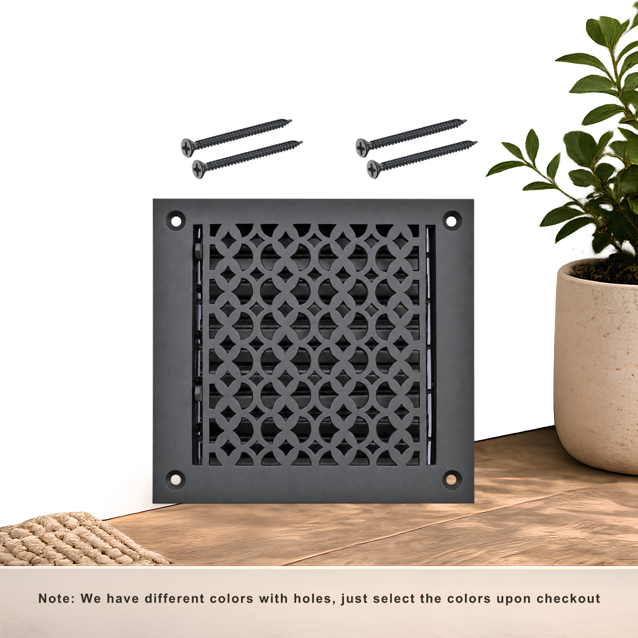 Black Floor Register with holes and screws

