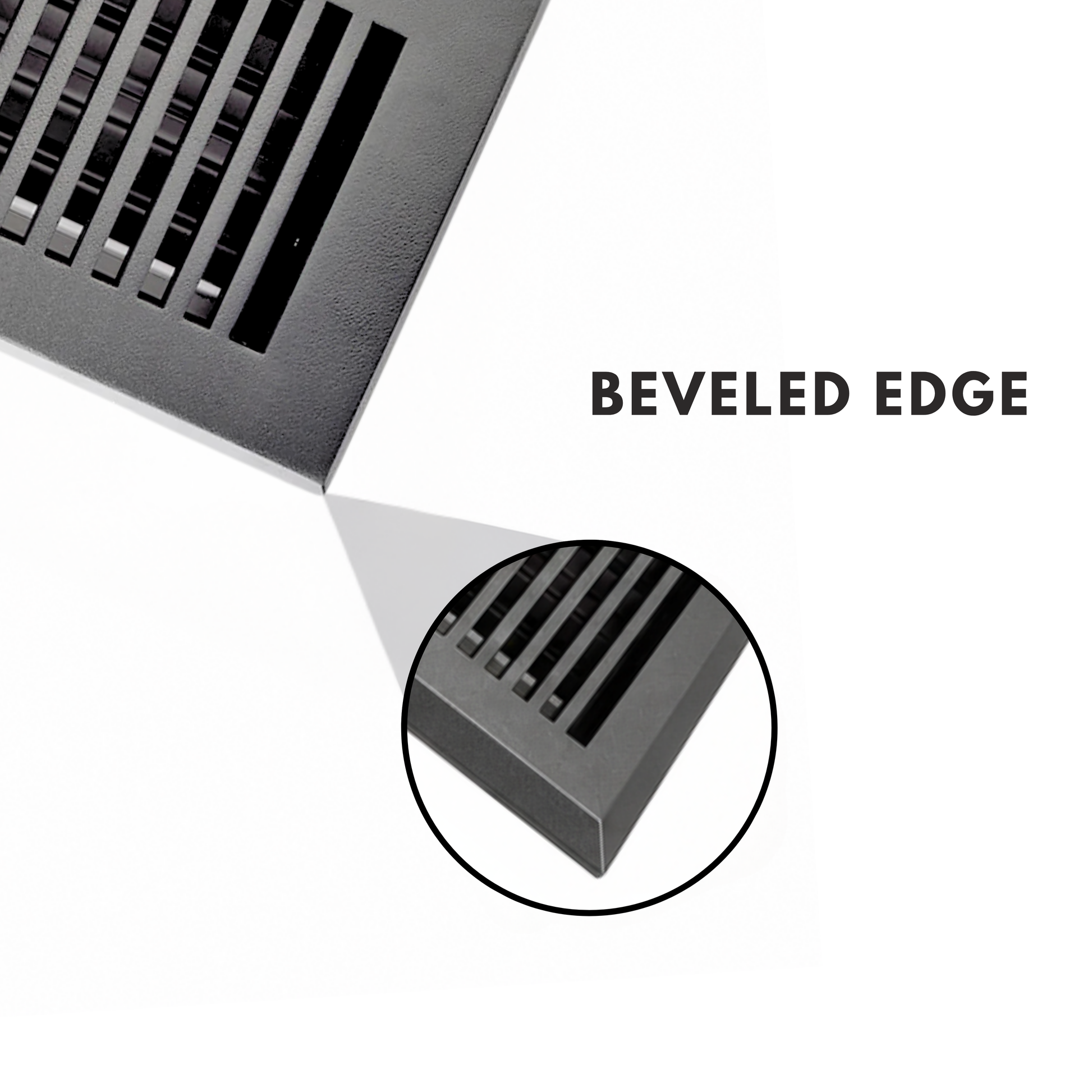 Air vent with beveled edge feature highlighted on a white background