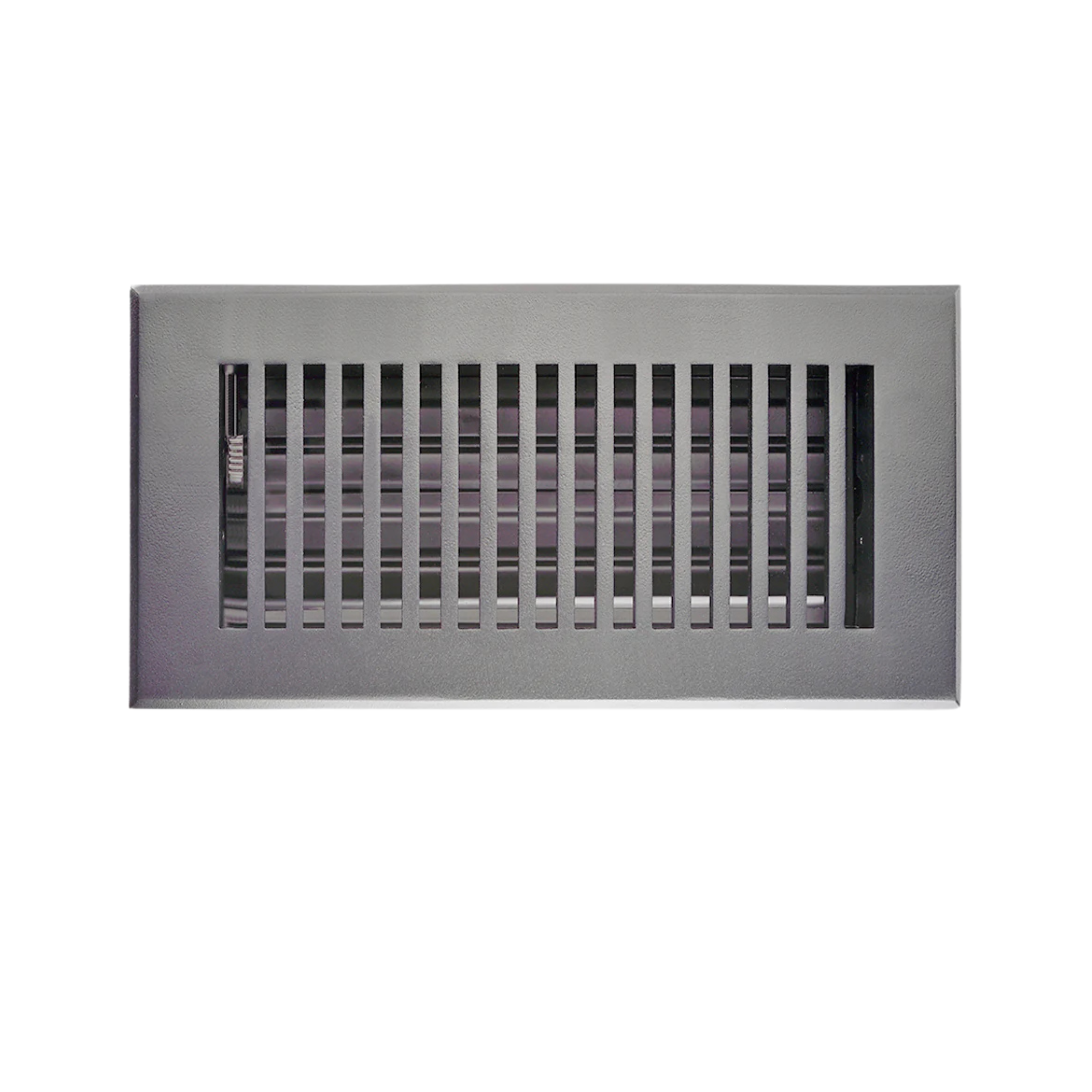 Rectangular metal air vent on a white background