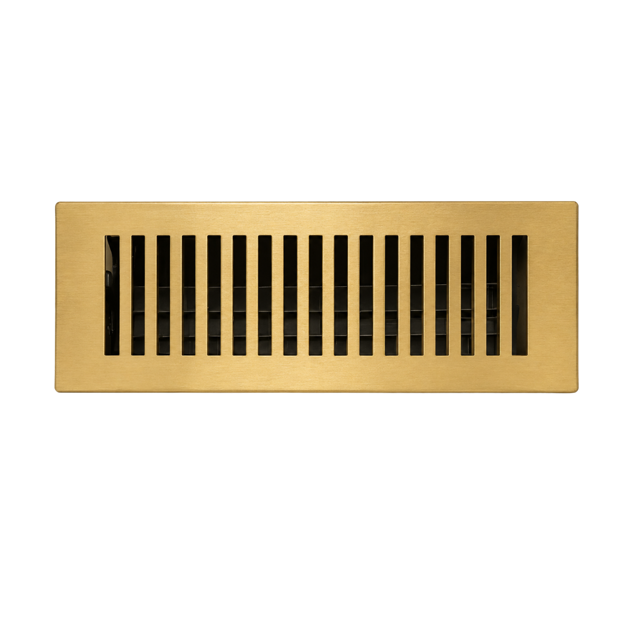 Gold rectangular air vent on a white background