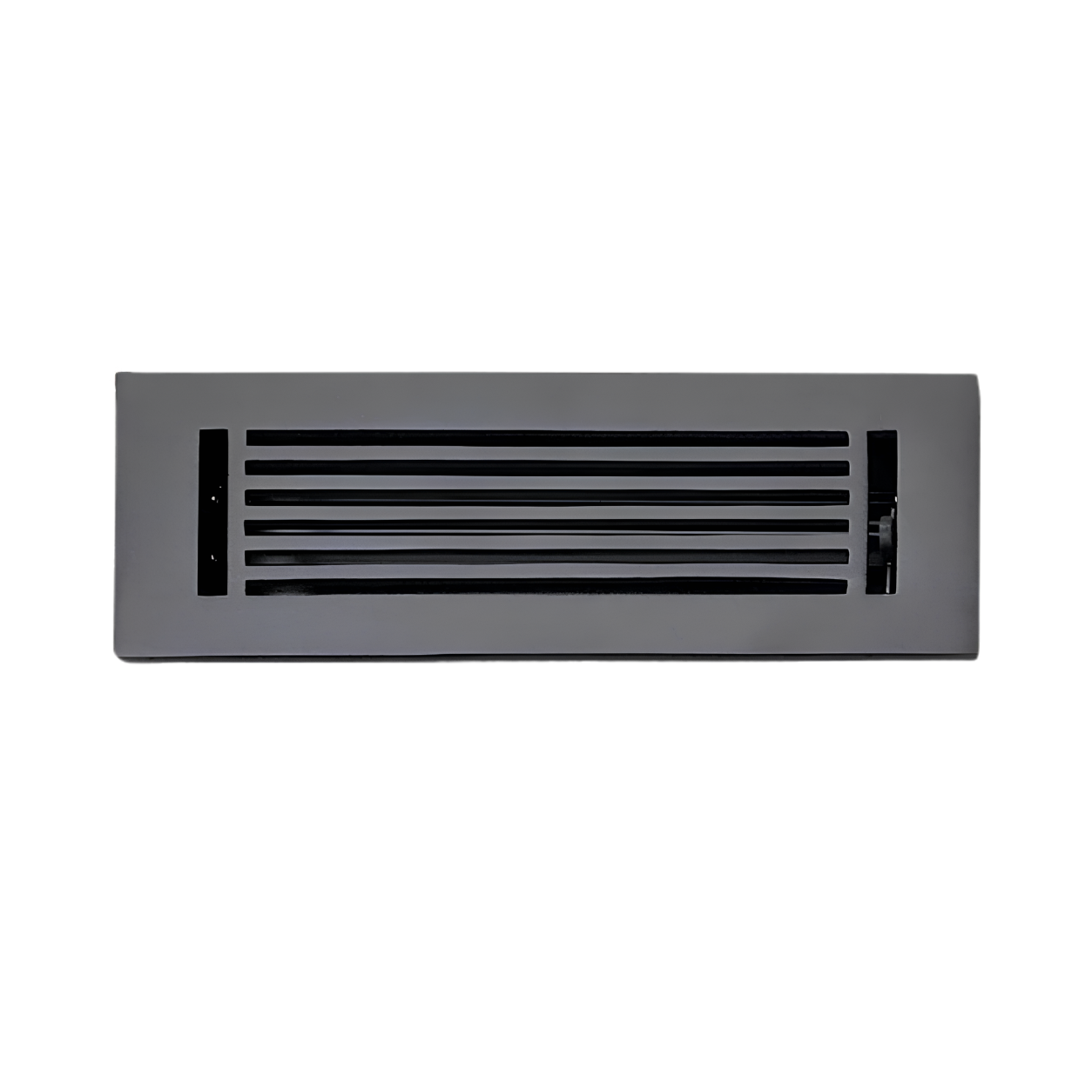 Rectangular black air vent on a white background