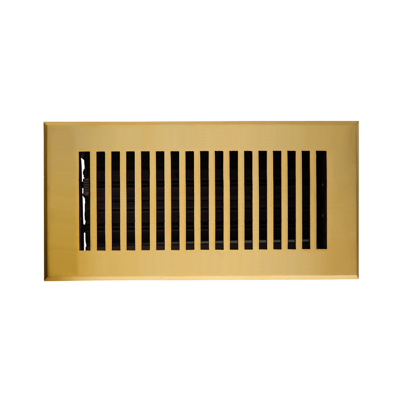 Gold rectangular air vent on a white background