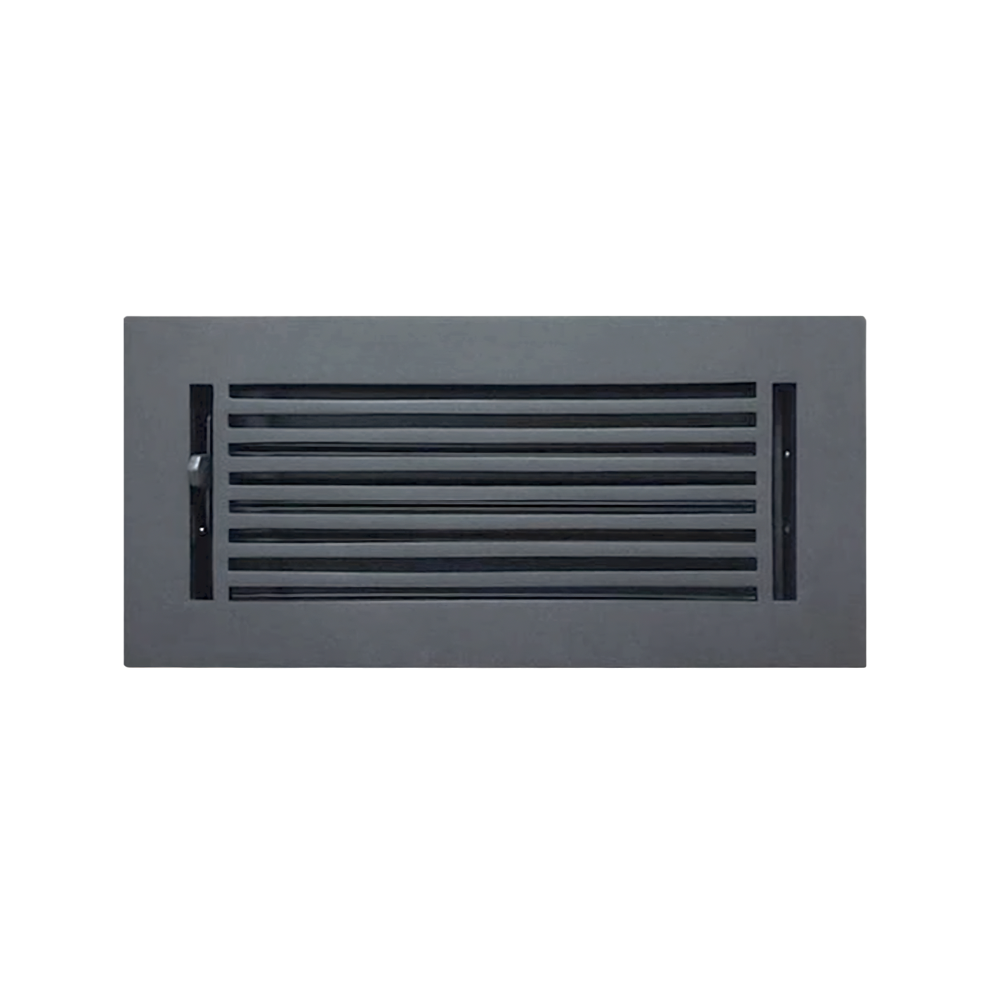 Rectangular black air vent on a white background