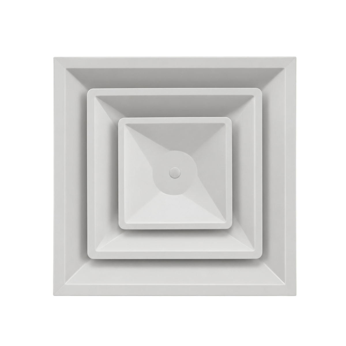 24 x 24 ceiling air diffuser with 8-inch round neck, white steel square HVAC vent cover 2CSD
