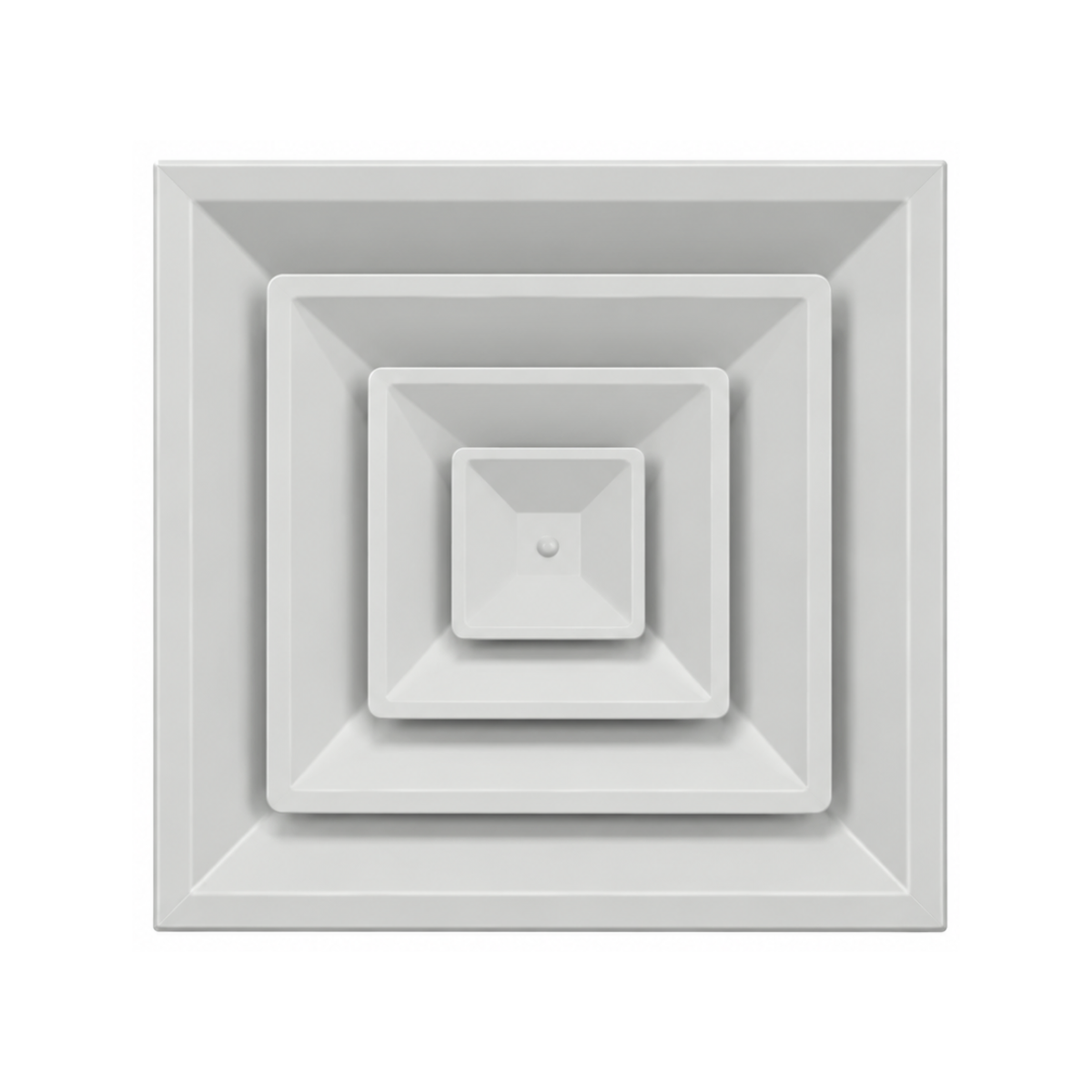 24 x 24 ceiling air diffuser with 8-inch round neck, white steel square HVAC vent cover
