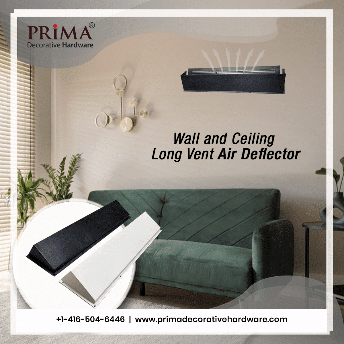 Floor Vent Air Deflector / Diverter - 48", Covers Mostly 4"X48", 6"X48" And 8"X48", Vent Duct Openings, Decorative HVAC Duct Cover - Heavy Duty Cast Aluminum Metal Powder Coated Re-Paintable For Floors and Wall - Modern Design
