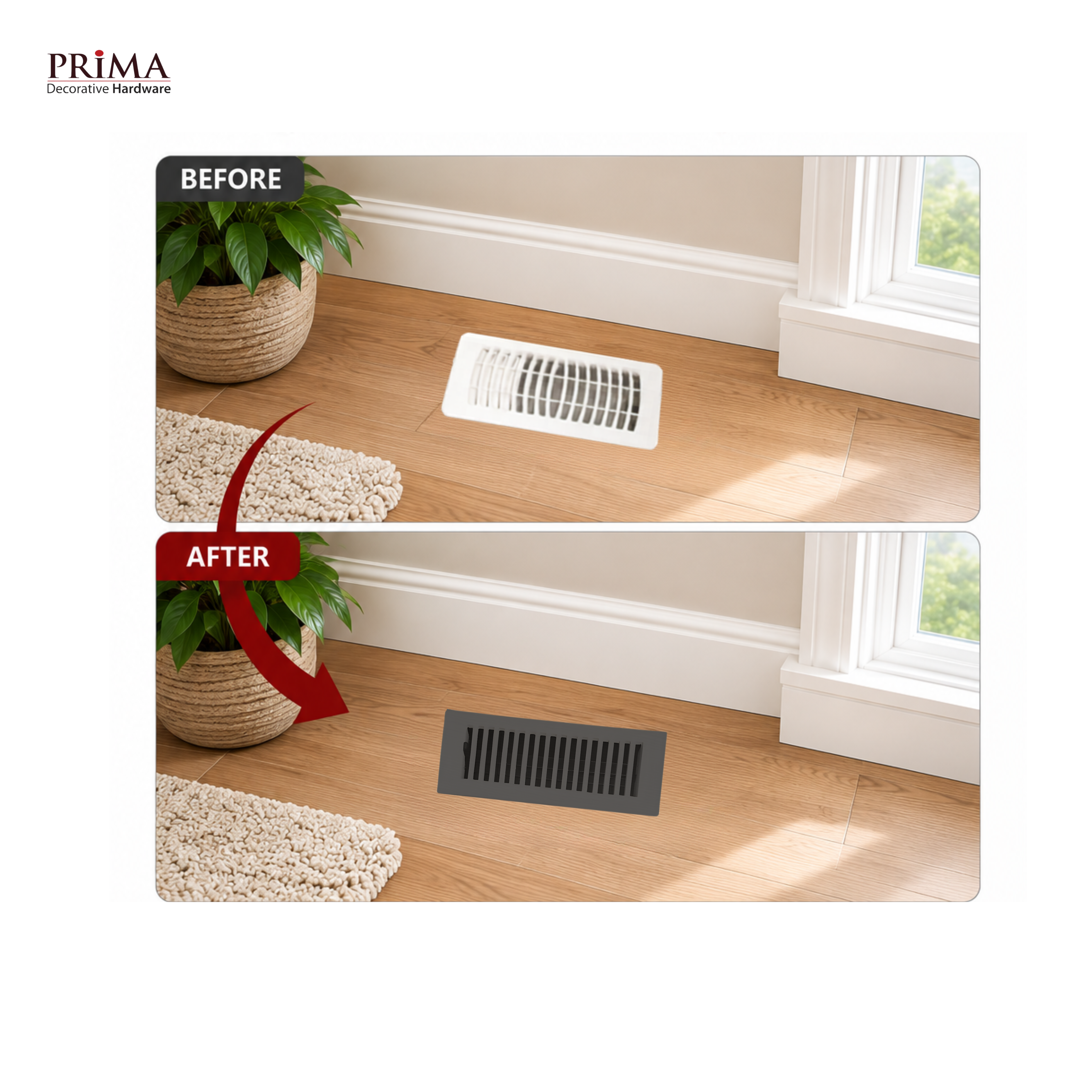 3" x 10" Cast Aluminum Floor Register with Damper, Modern Decorative Vent Cover VR102