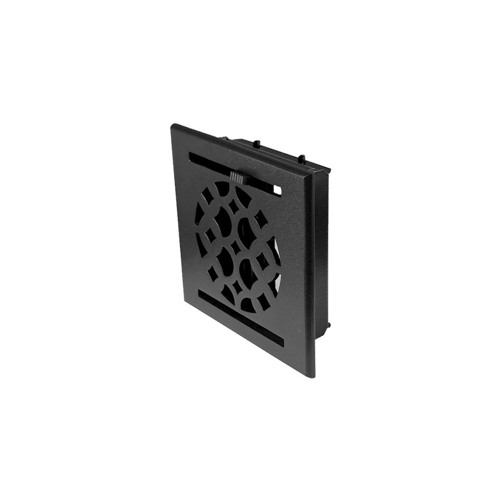 Air Vent Cover Round Vent Cover 4" | Cast Aluminum | Top square Faceplate 6"x6" with Damper at back for air control (Design VR100)