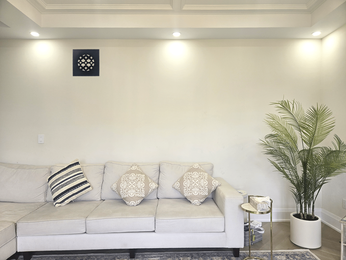 Air Vent Cover Round Grill 4" | Cast Aluminum | Top square Faceplate 6"x6" (Design VR100) without lip at back