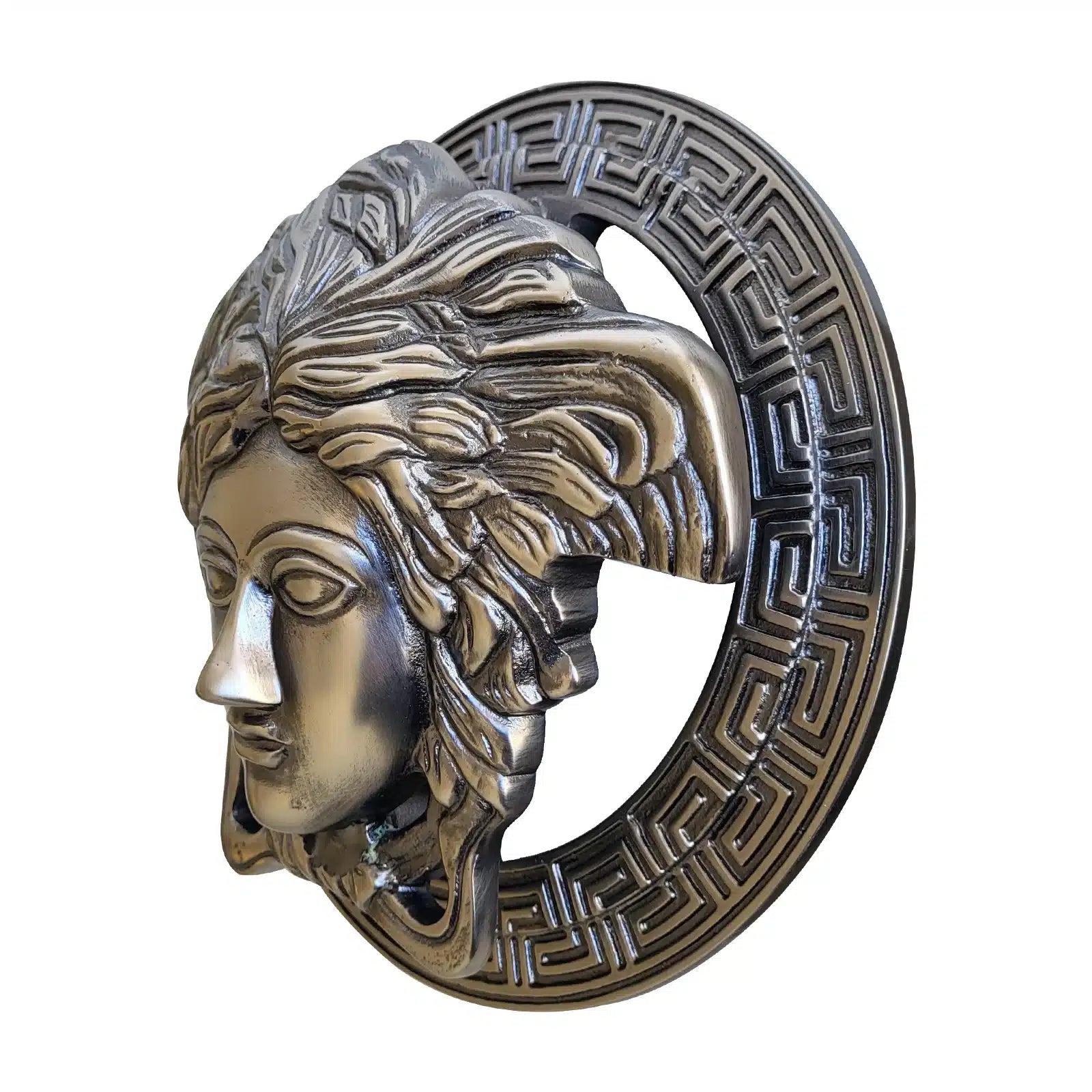 antique pewter medusa door knocker 1